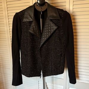 Bailey 44 Black Tweed and Leather Blazer